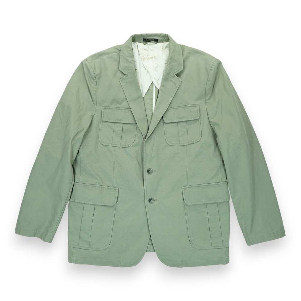 Vintage LL Bean Canvas Military Jacket Coat Green Men's‎ Size 48R #300264